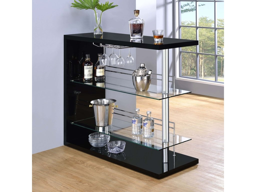 Prescott Rectangular Home Wine Table Black High Gloss