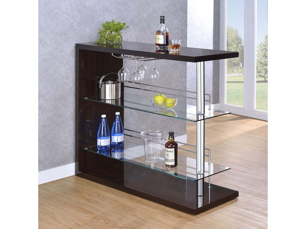 Prescott Rectangular Home Bar Table Cappuccino High Gloss