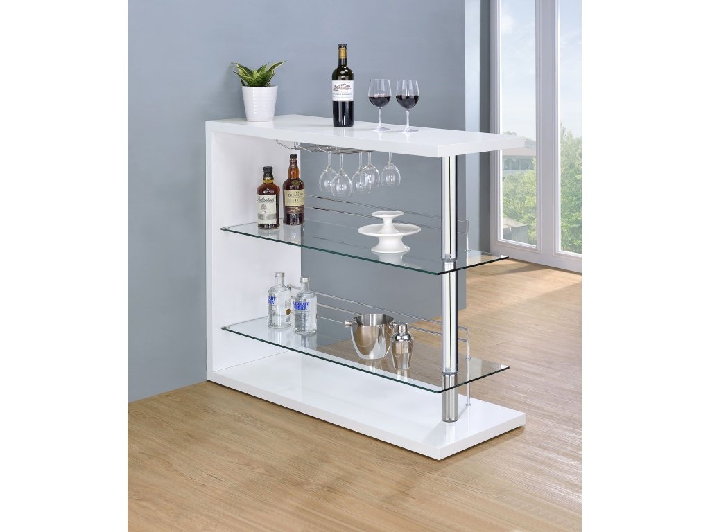 Prescott Rectangular Home Bar Table White High Gloss