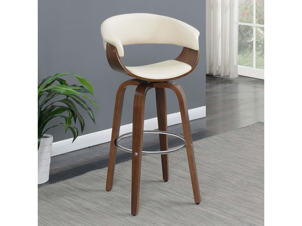 Zion Upholstered Swivel Bar Stool Walnut And Ecru