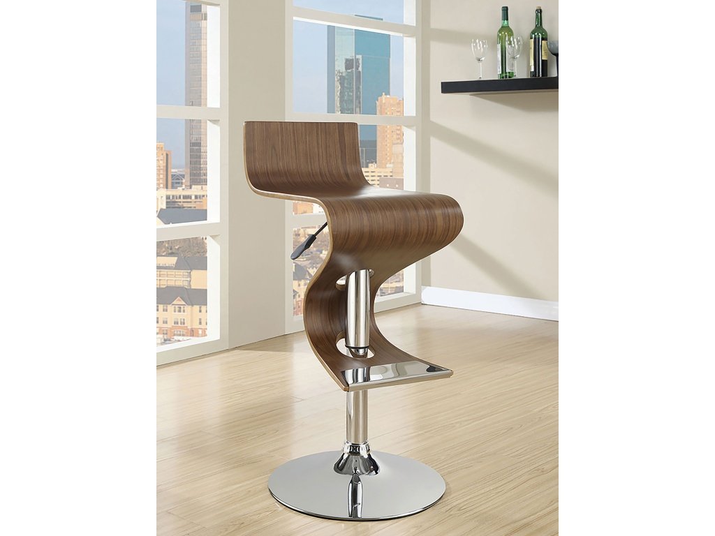 Covina Adjustable Bar Stool Walnut And Chrome