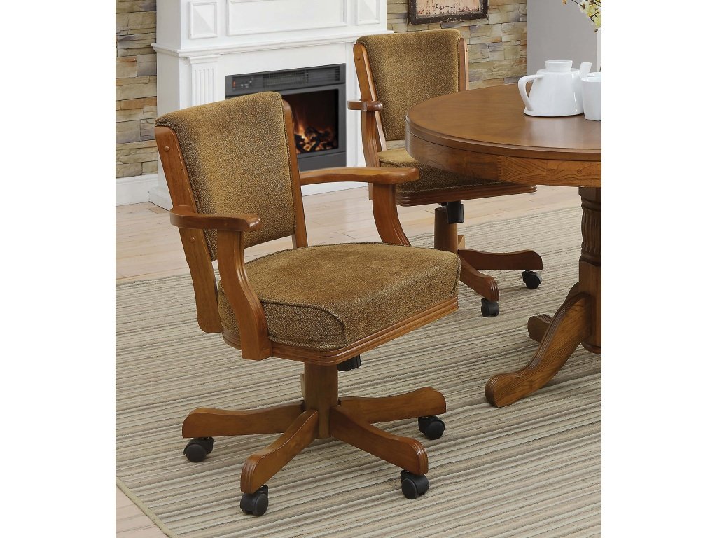 Mitchell Upholstered Swivel Dining And Game Chair Amber