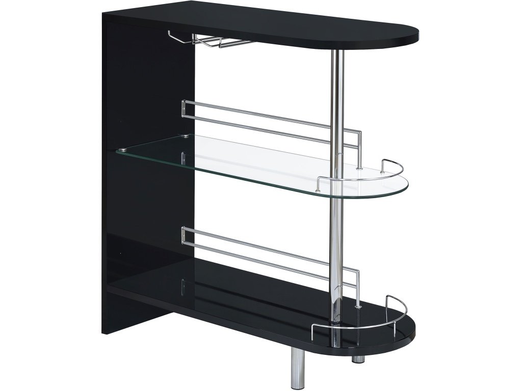 Adolfo Rectangular 2-Tier Home Bar Table Black High Gloss