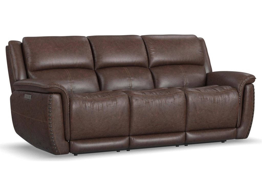 Beau Sable Fabric Power Reclining Sofa with Power Headrests