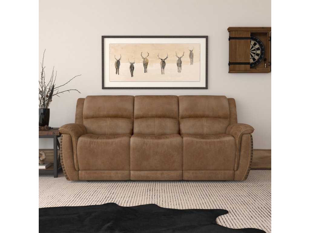 Beau Silt Fabric Power Reclining Sofa with Power Headrests