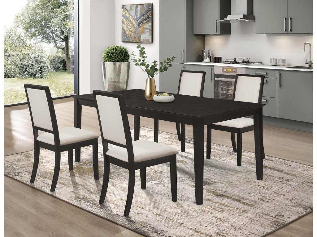 Louise Rectangular 78-Inch Extension Leaf Dining Table Black