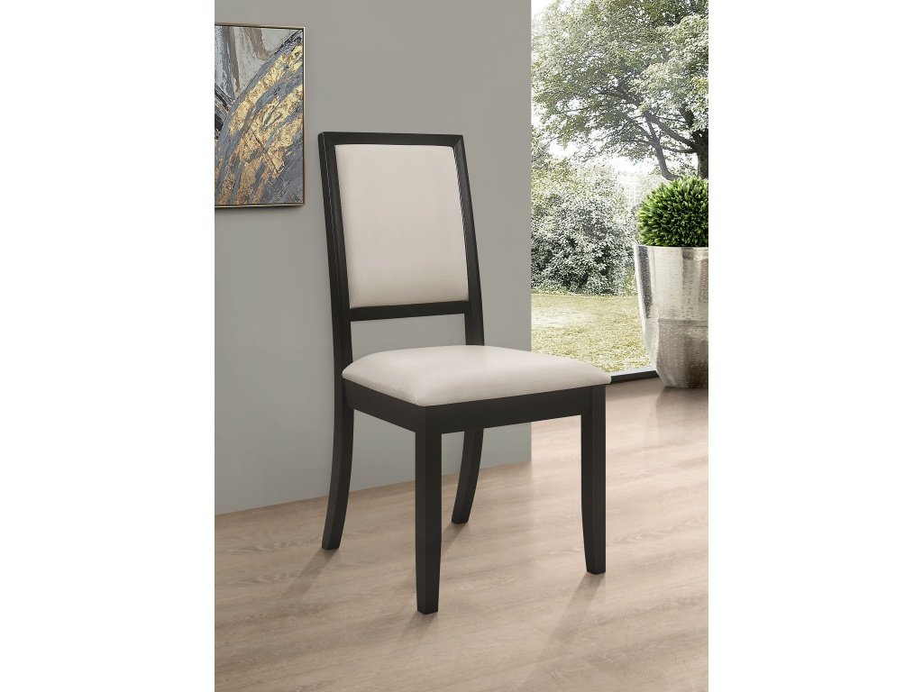 Louise Upholstered Wood Dining Side Chair Black (Set Of 2)