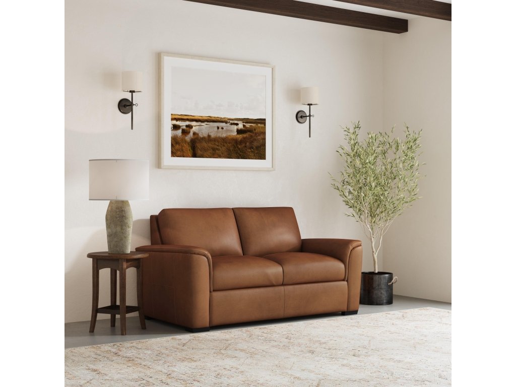 Henry Caramel Leather Loveseat