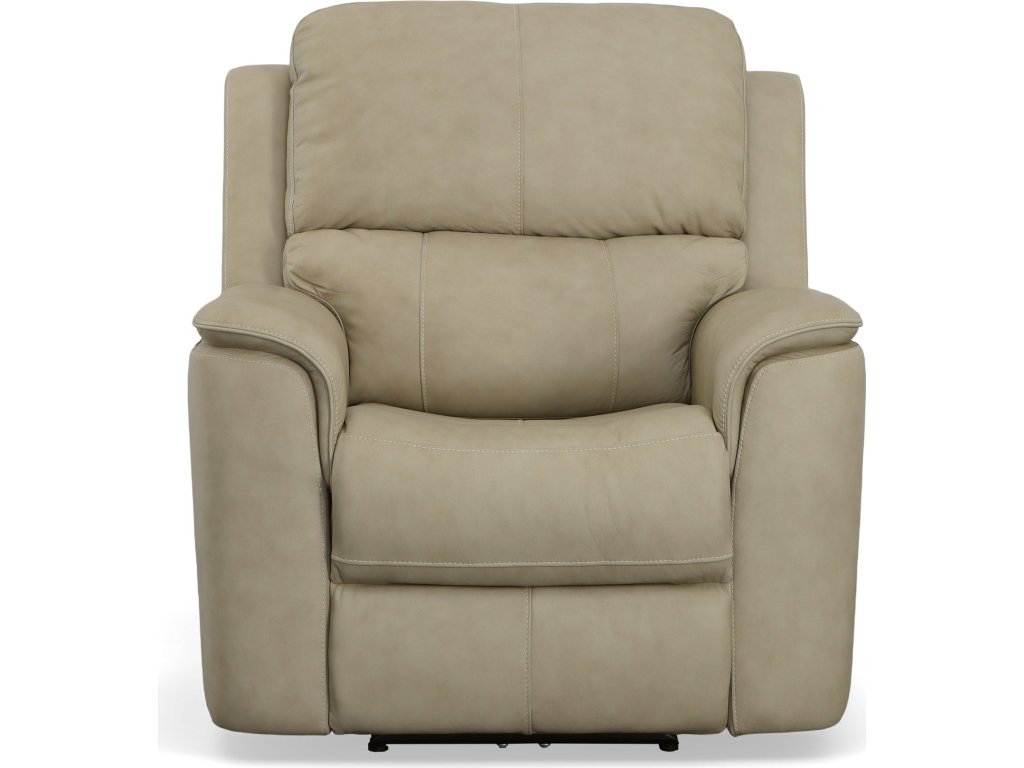 Henry Beige Leather Power Recliner with Power Headrest & Lumbar