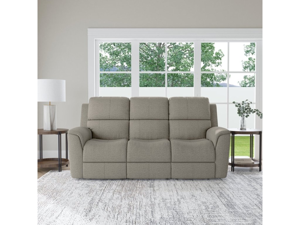 Henry Fog Fabric Power Reclining Sofa with Power Headrests & Lumbar