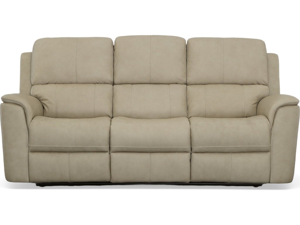 Henry Beige Leather Power Reclining Sofa with Power Headrests & Lumbar