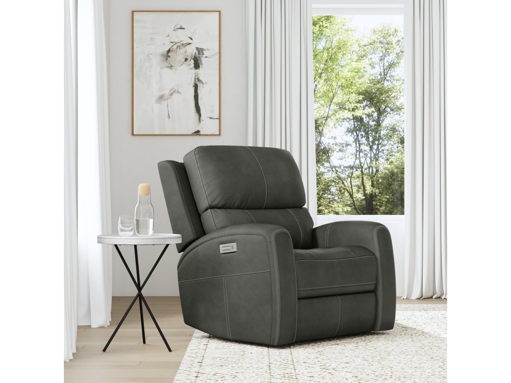 Linden Leather Power Recliner with Power Headrest & Lumbar