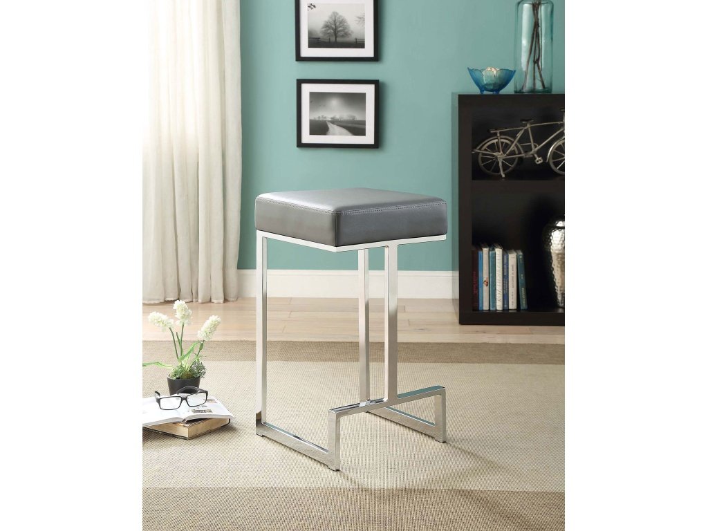 Gervase Square Counter Height Stool Grey And Chrome