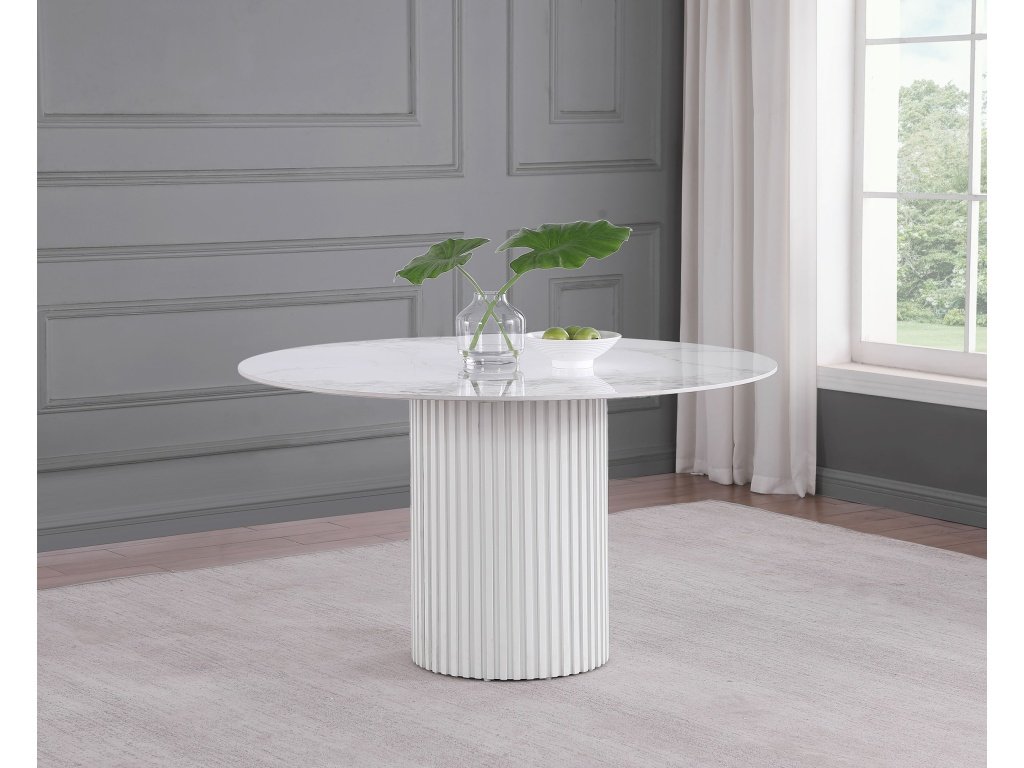 Acadia Round 53-Inch Sintered Stone Top Dining Table White