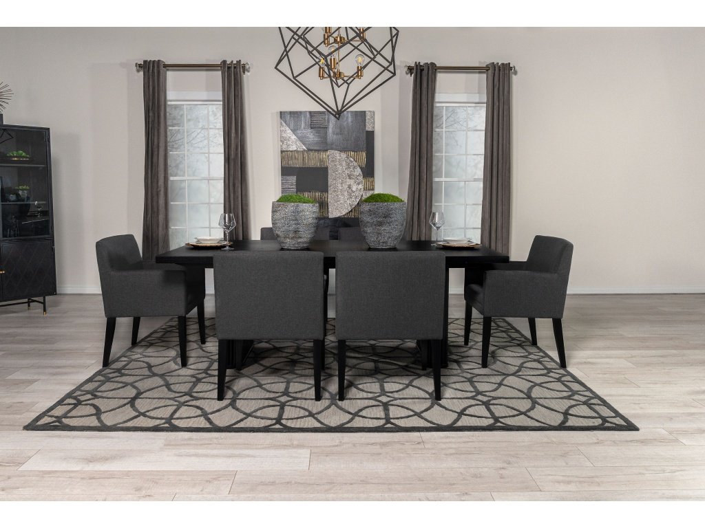 Catherine 7-Piece Rectangular Dining Table Set Black