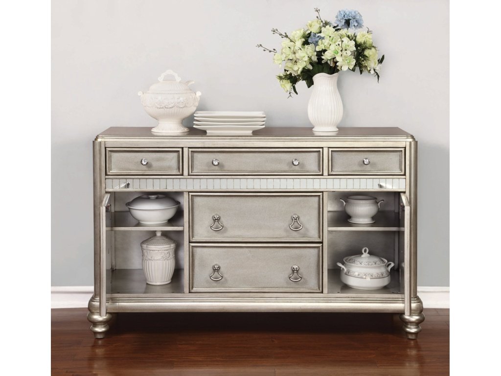 Bling Game Dining Sideboard Buffet Cabinet Metallic Platinum