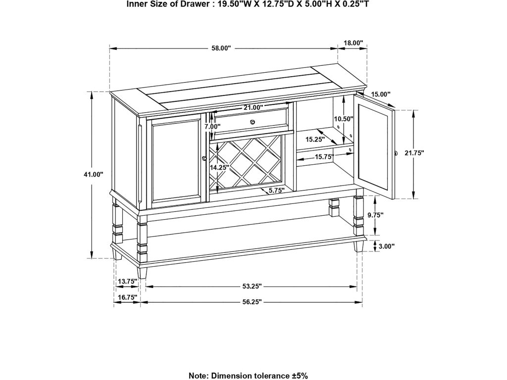 Parkins Server with Lower Shelf Rustic Espresso