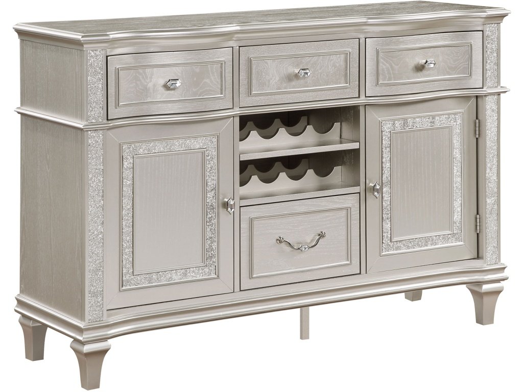 Evangeline 4-Drawer Sideboard Buffet Cabinet Silver Oak