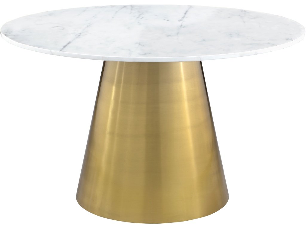 Ambrose Round 50-Inch Marble Top Dining Table Brushed Gold