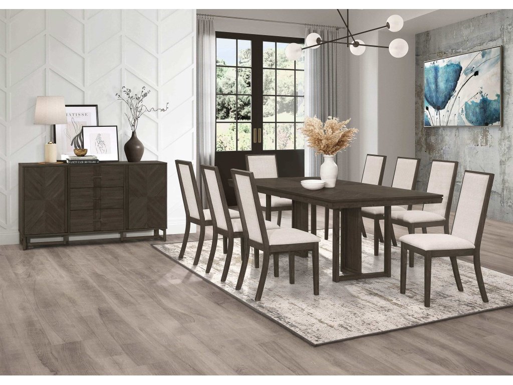 Kelly 5-Piece Rectangular Dining Table Set Dark Grey