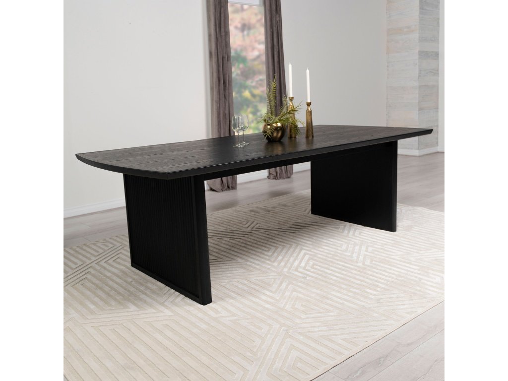 Brookmead Rectangular Dining Table With 18″ Removable Extension Leaf Black