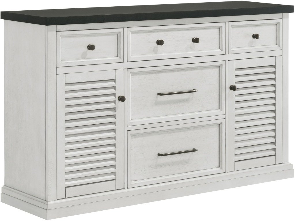 Aventine 5-Drawer Sideboard Buffet Cabinet Vintage White