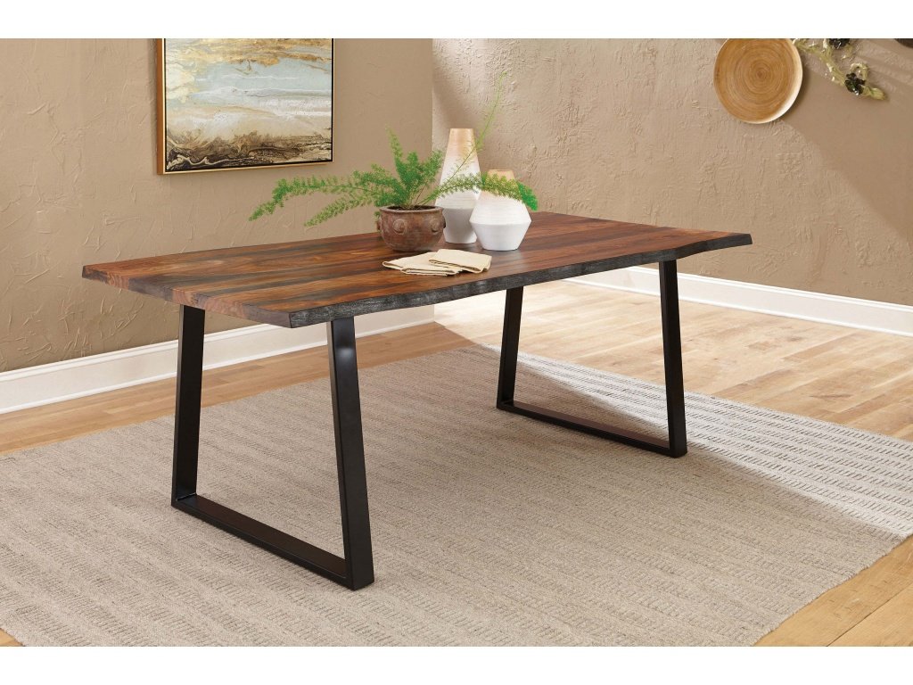 Ditman 80-Inch Live Edge Dining Table Grey Sheesham