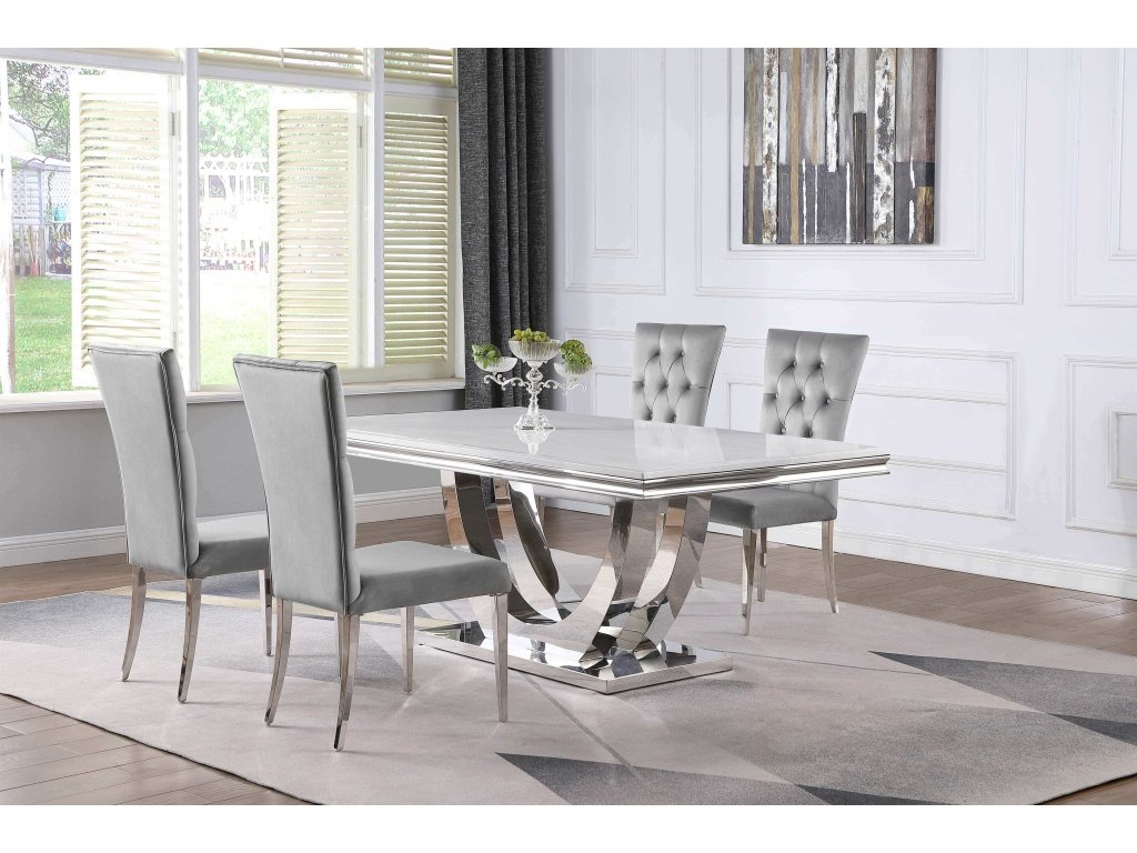 Kerwin 5-Piece Dining Room Set Grey And Chrome