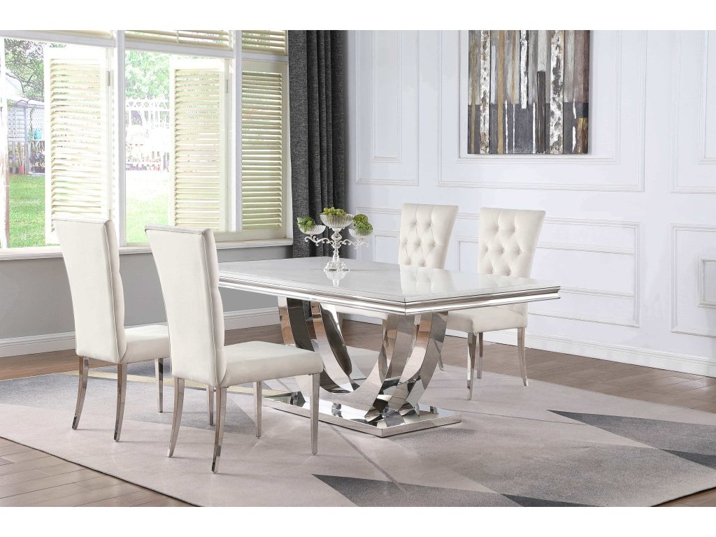 Kerwin 5-Piece Dining Room Set White And Chrome