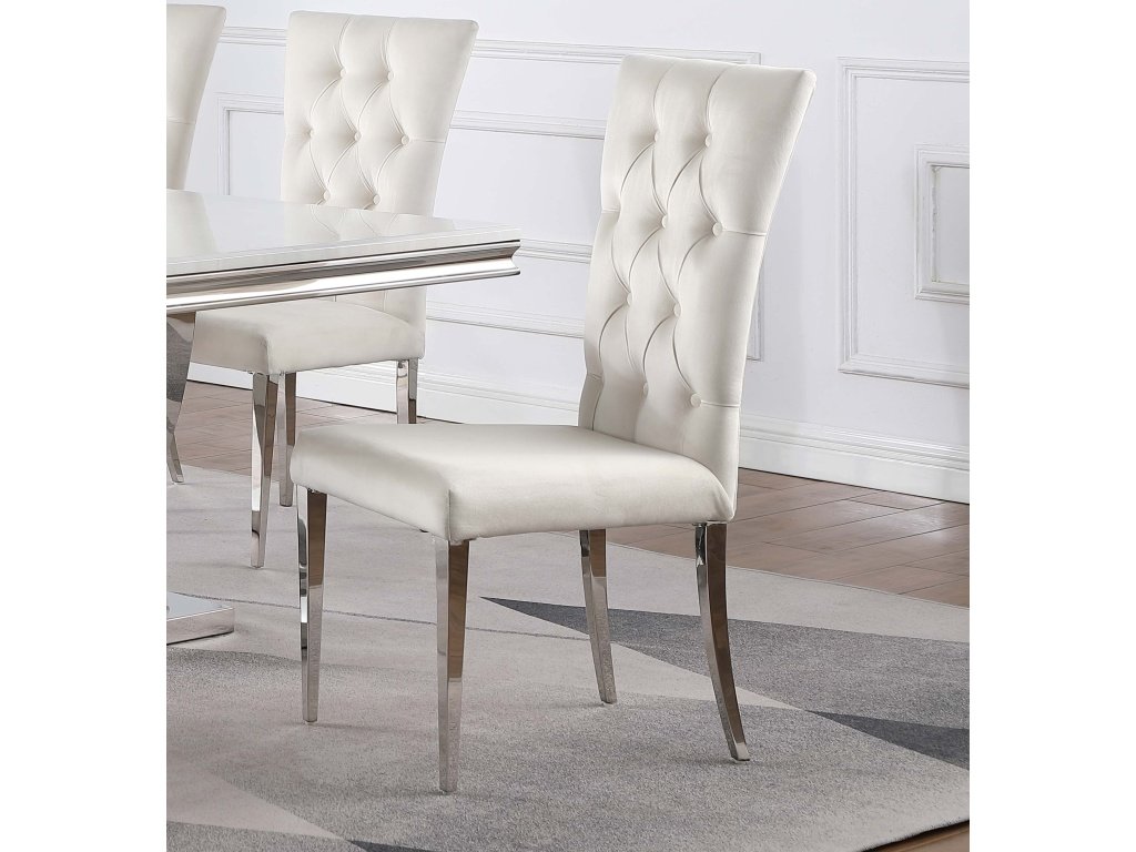 Kerwin Tufted Upholstered Side Chair (Set Of 2) White And Chrome