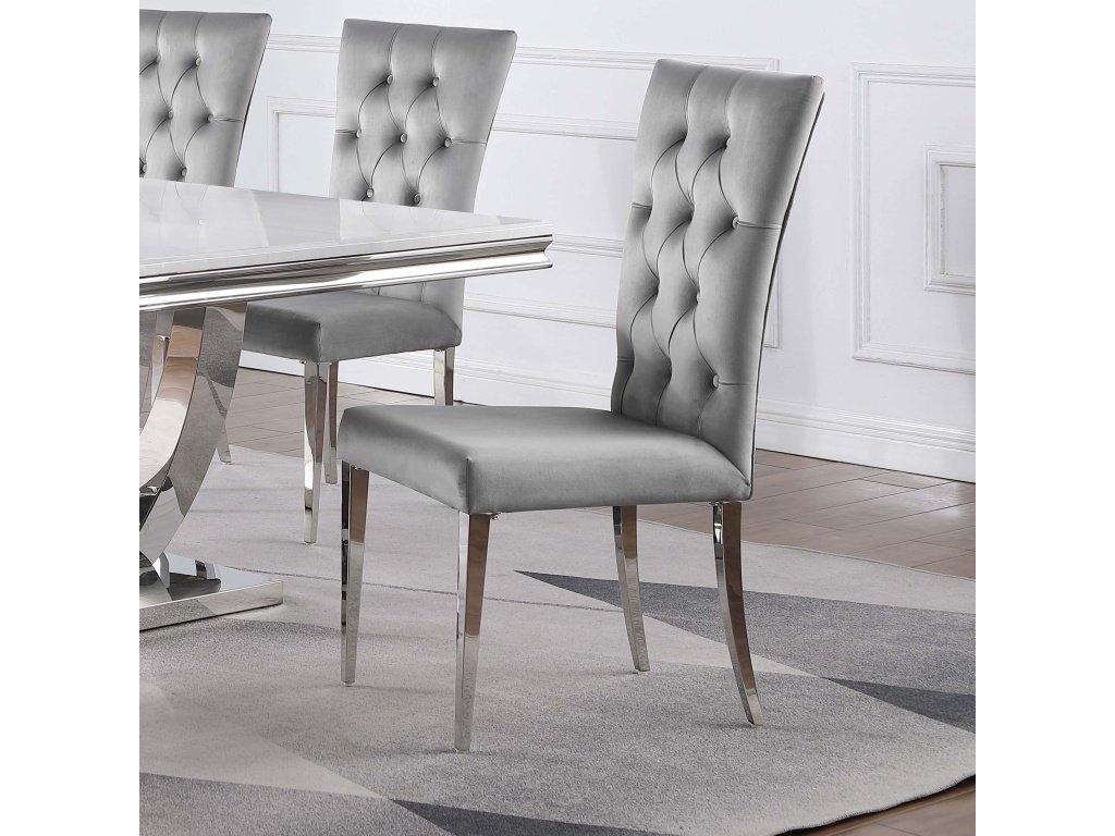 Kerwin Tufted Upholstered Side Chair (Set Of 2) Grey And Chrome