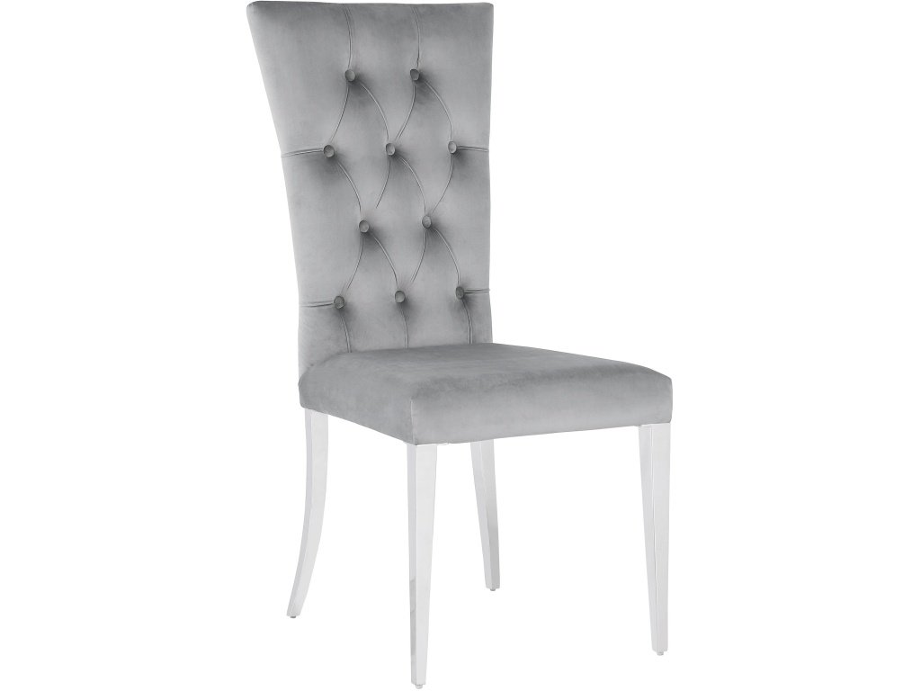 Kerwin Tufted Upholstered Side Chair (Set Of 2) Grey And Chrome