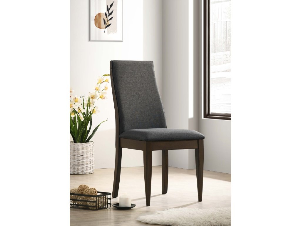 Wes Upholstered Side Chair (Set Of 2) Grey And Dark Walnut