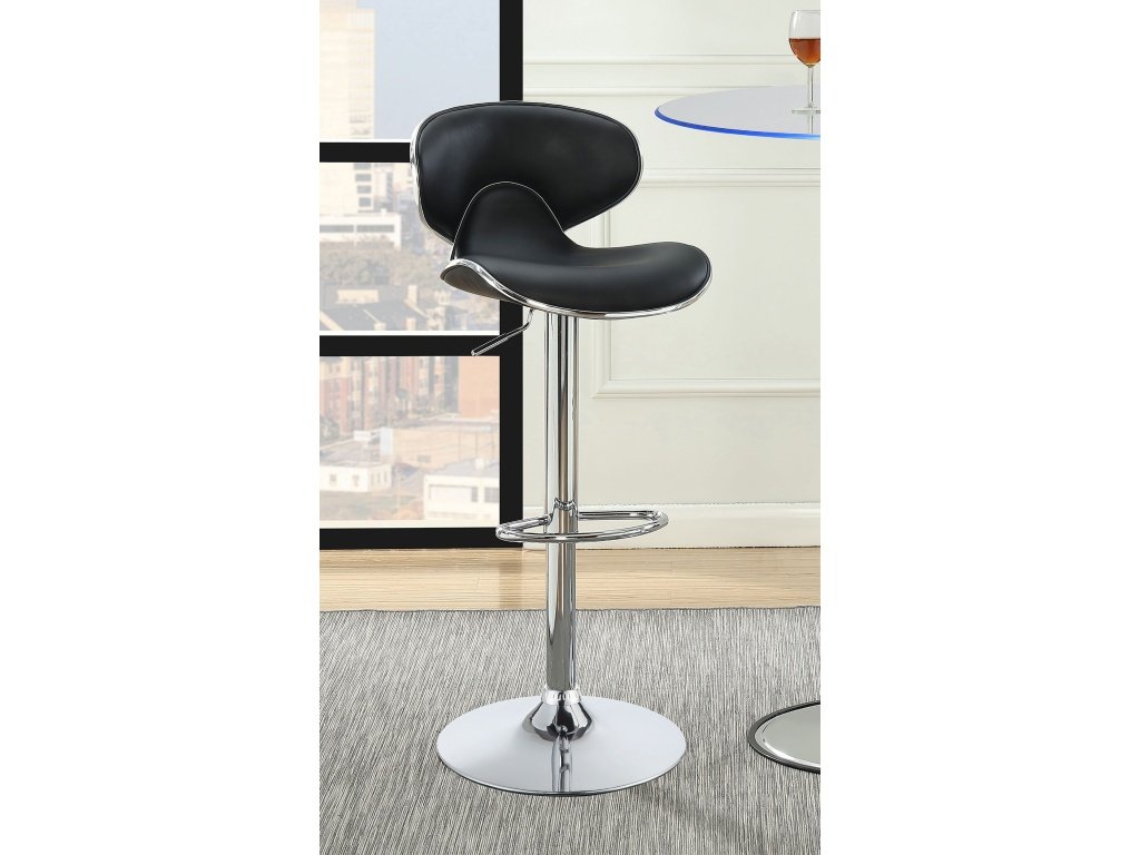 Edenton Upholstered Adjustable Height Bar Stools Black And Chrome (Set Of 2)