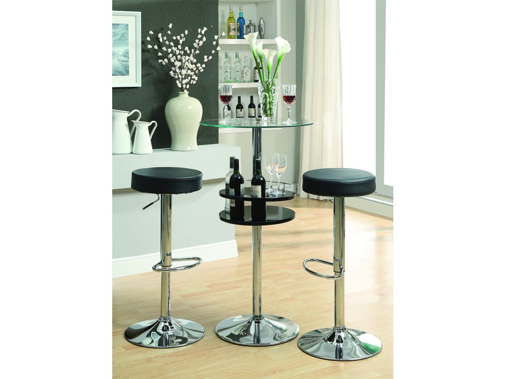 Gianella Round 24-Inch Glass Top Bistro Bar Table Chrome