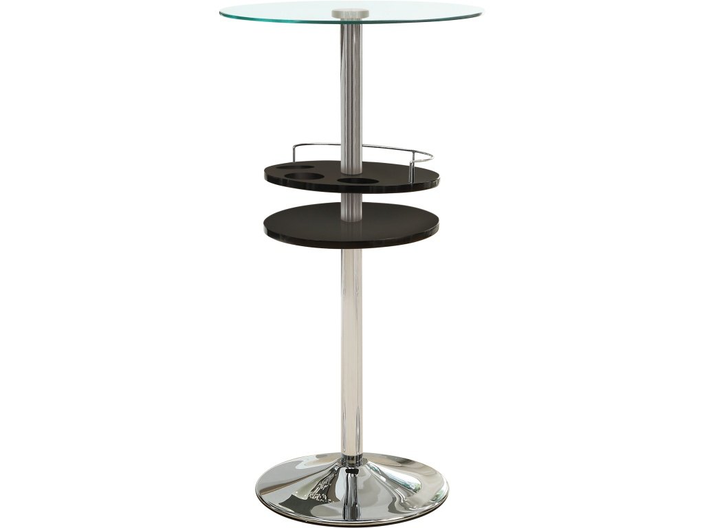 Gianella Round 24-Inch Glass Top Bistro Bar Table Chrome