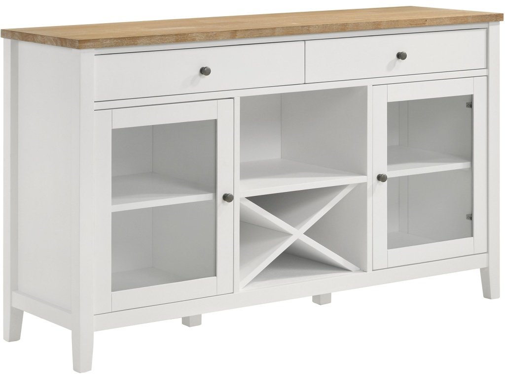 Hollis 2-Door Dining Sideboard With Drawers Brown And White