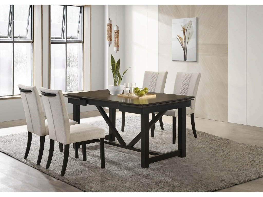 Malia 5-Piece Refractory Extension Leaf Dining Table Set Oak