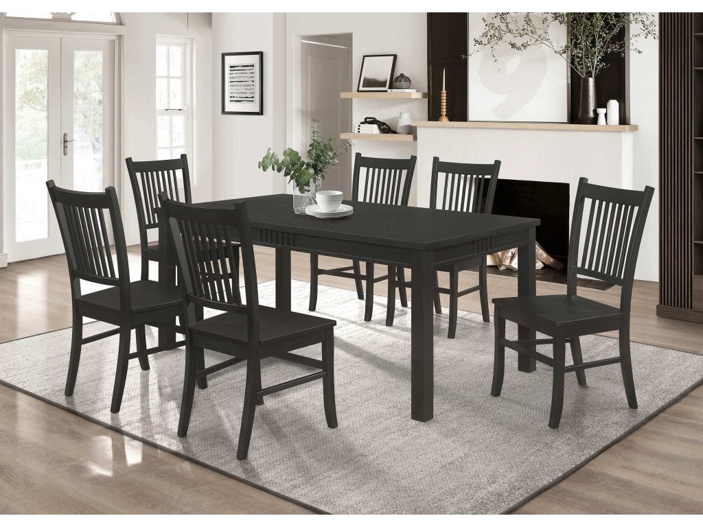 Marbrisa 7-Piece Rectangular Dining Table Set Matte Black