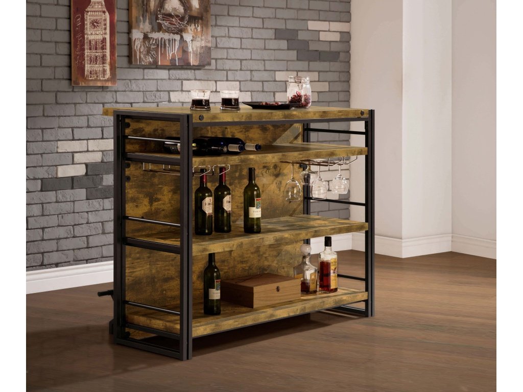 Renaldi 3-Shelf Home Bar Wine Cabinet Rustic Nutmeg