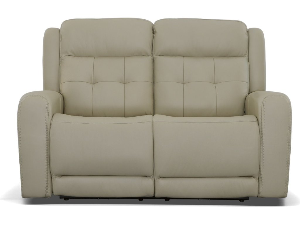 Grant Ivory Leather Power Reclining Loveseat with Power Headrests