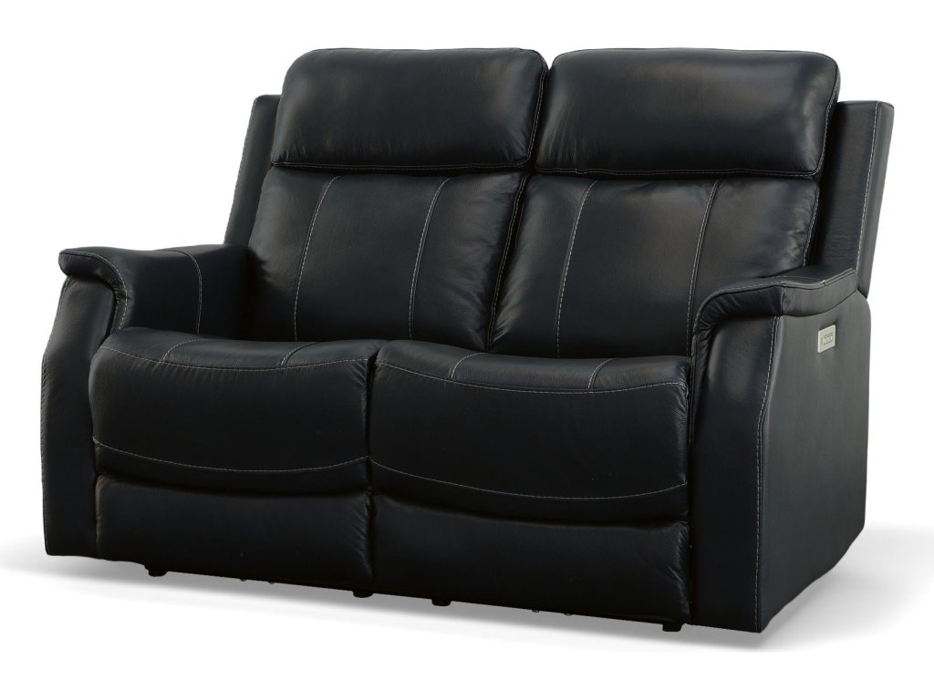 Easton Ocean Leather Power Reclining Loveseat with Power Headrests & Lumbar