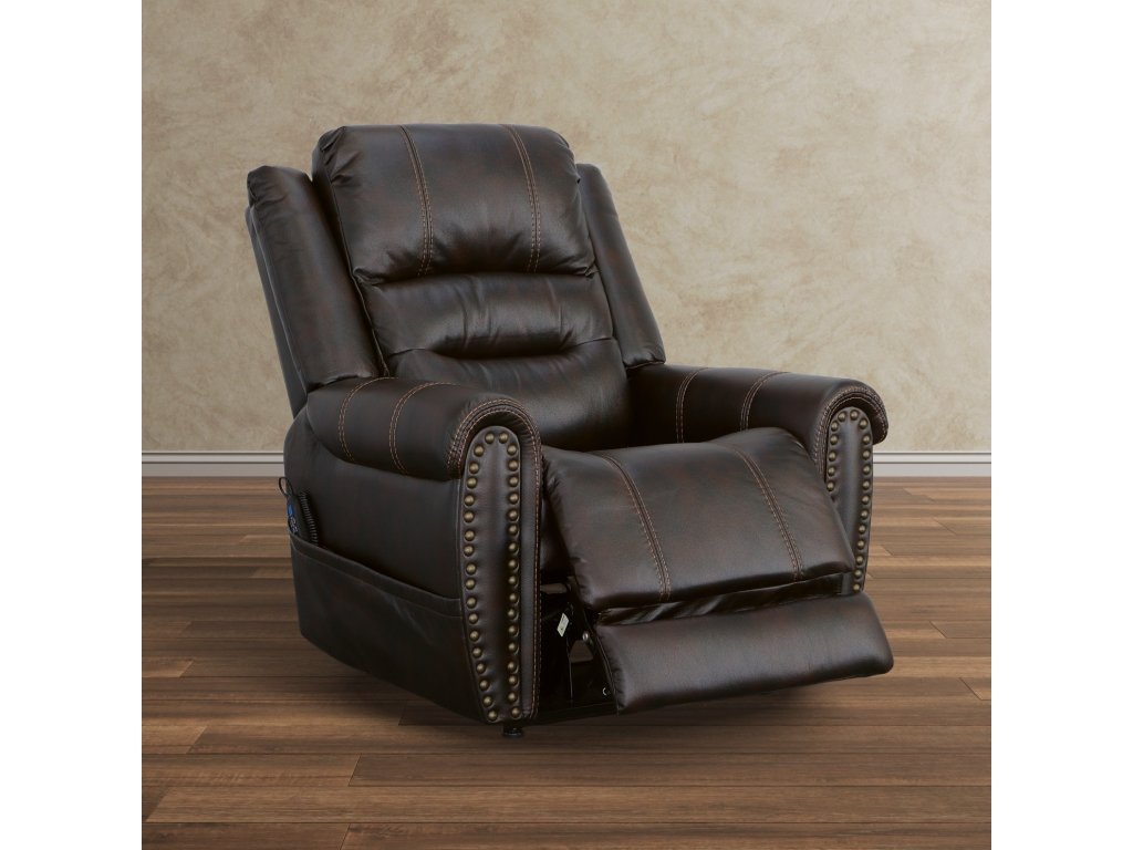 Oscar Molasses Fabric Power Lift Recliner with Right-Hand Control & Power Headrest