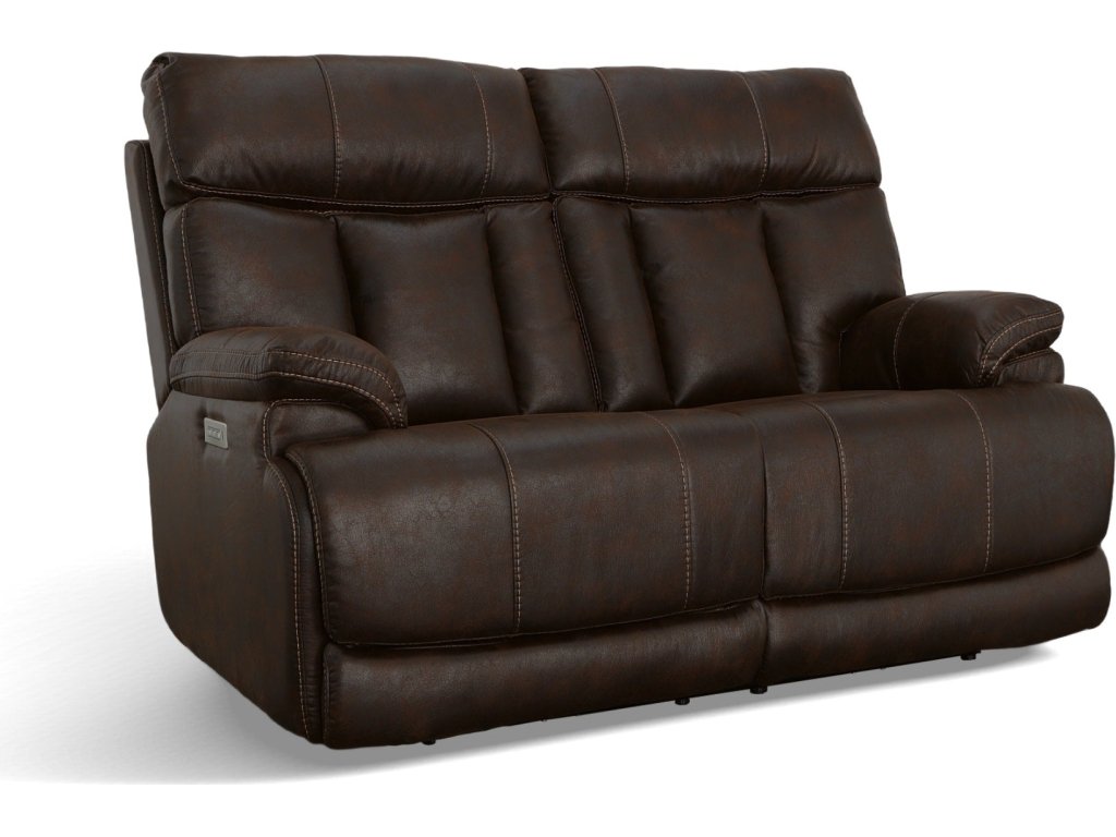 Clive Clove Fabric Power Reclining Loveseat with Power Headrests & Lumbar