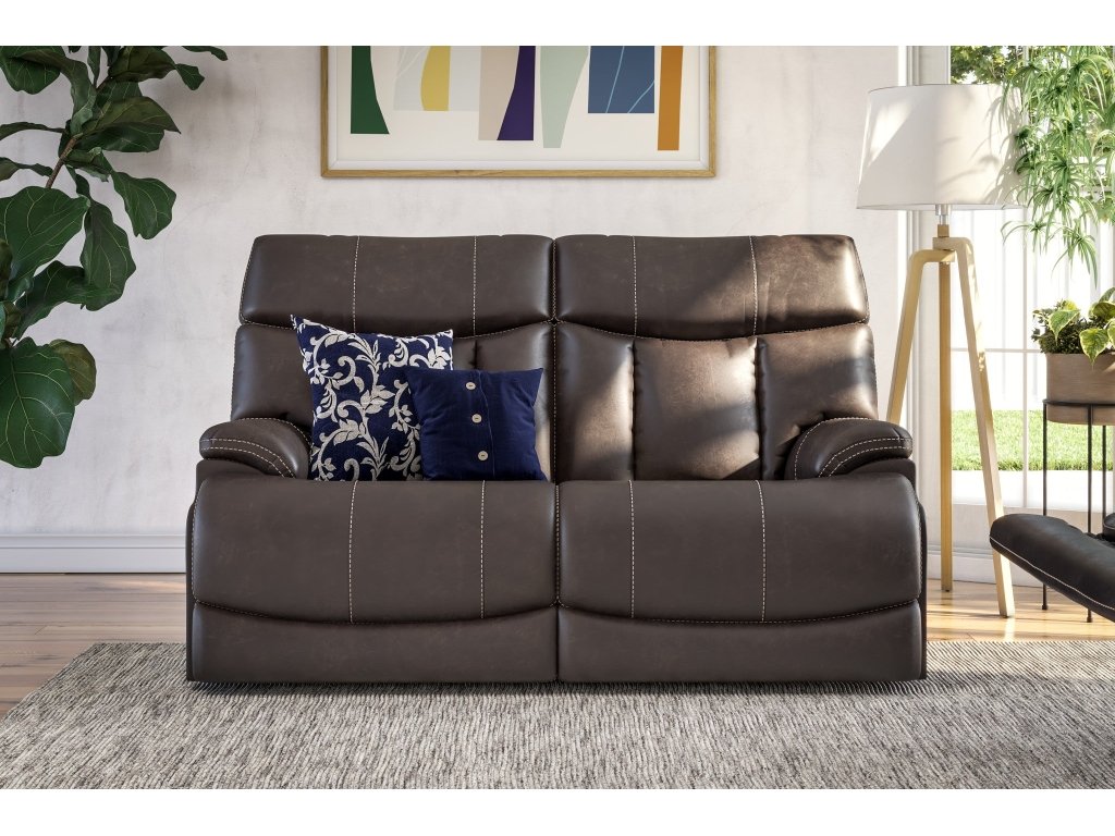 Clive Clove Fabric Power Reclining Loveseat with Power Headrests & Lumbar