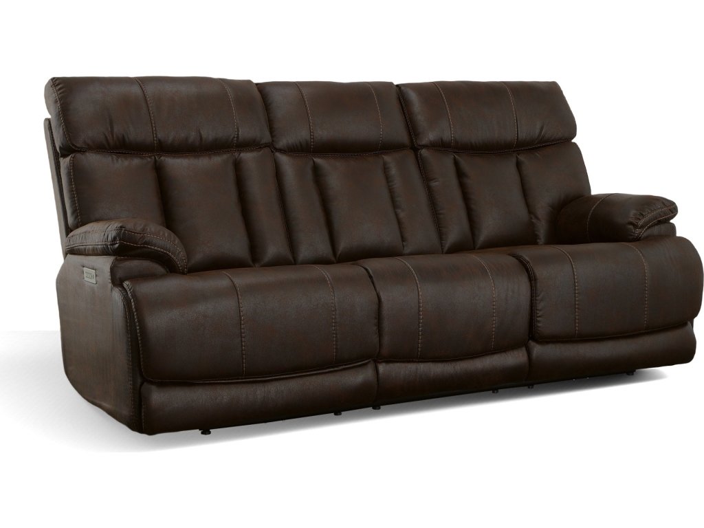 Clive Clove Fabric Power Reclining Sofa with Power Headrests & Lumbar