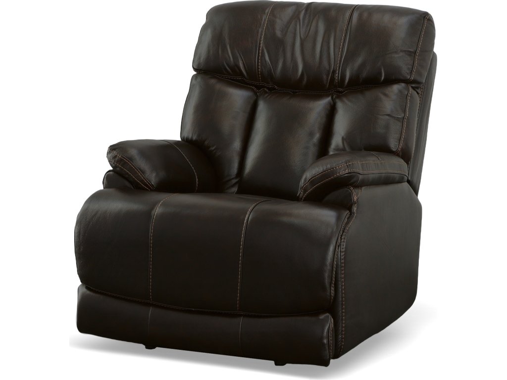 Clive Bison Leather Power Recliner with Power Headrest & Lumbar