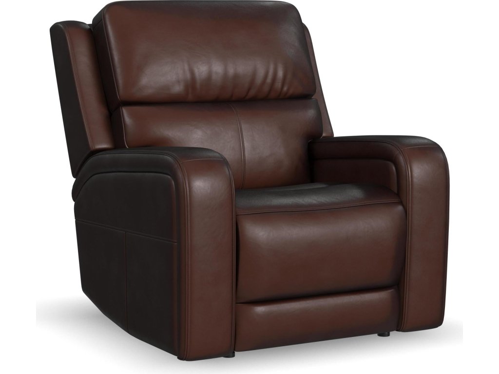 Oasis Truffle Leather Power Recliner with Power Headrest, Lumbar, Heat & Massage