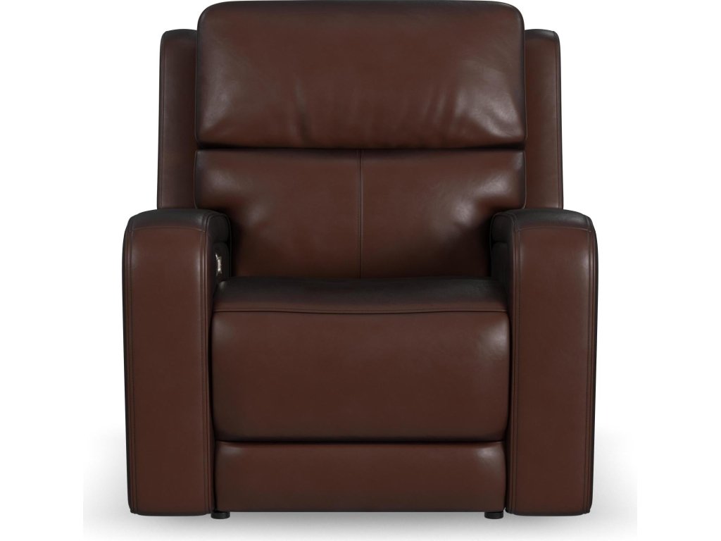 Oasis Truffle Leather Power Recliner with Power Headrest, Lumbar, Heat & Massage