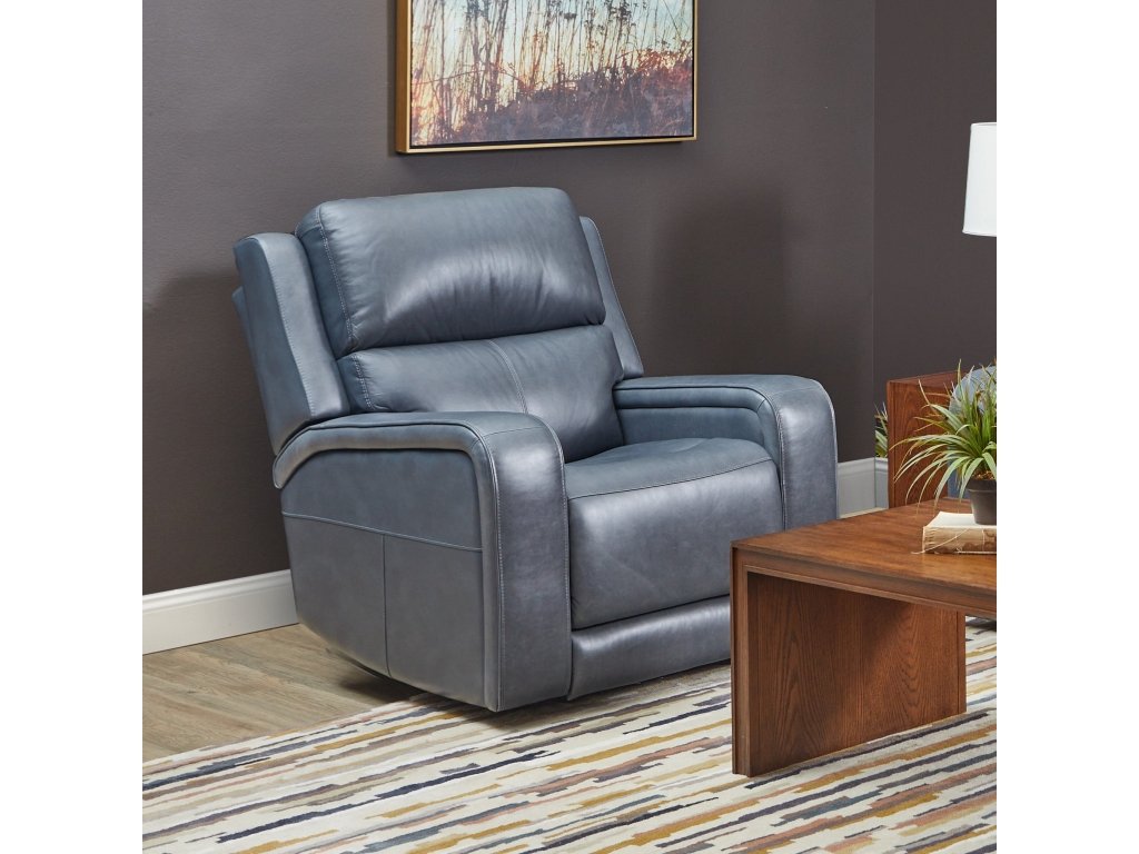 Oasis Storm Leather Power Recliner with Power Headrest, Lumbar, Heat & Massage